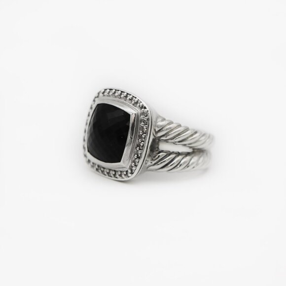 David Yurman 925 Sterling Silver Albion Black Onyx Pave Diamonds Cocktail Ring - Picture 2 of 4